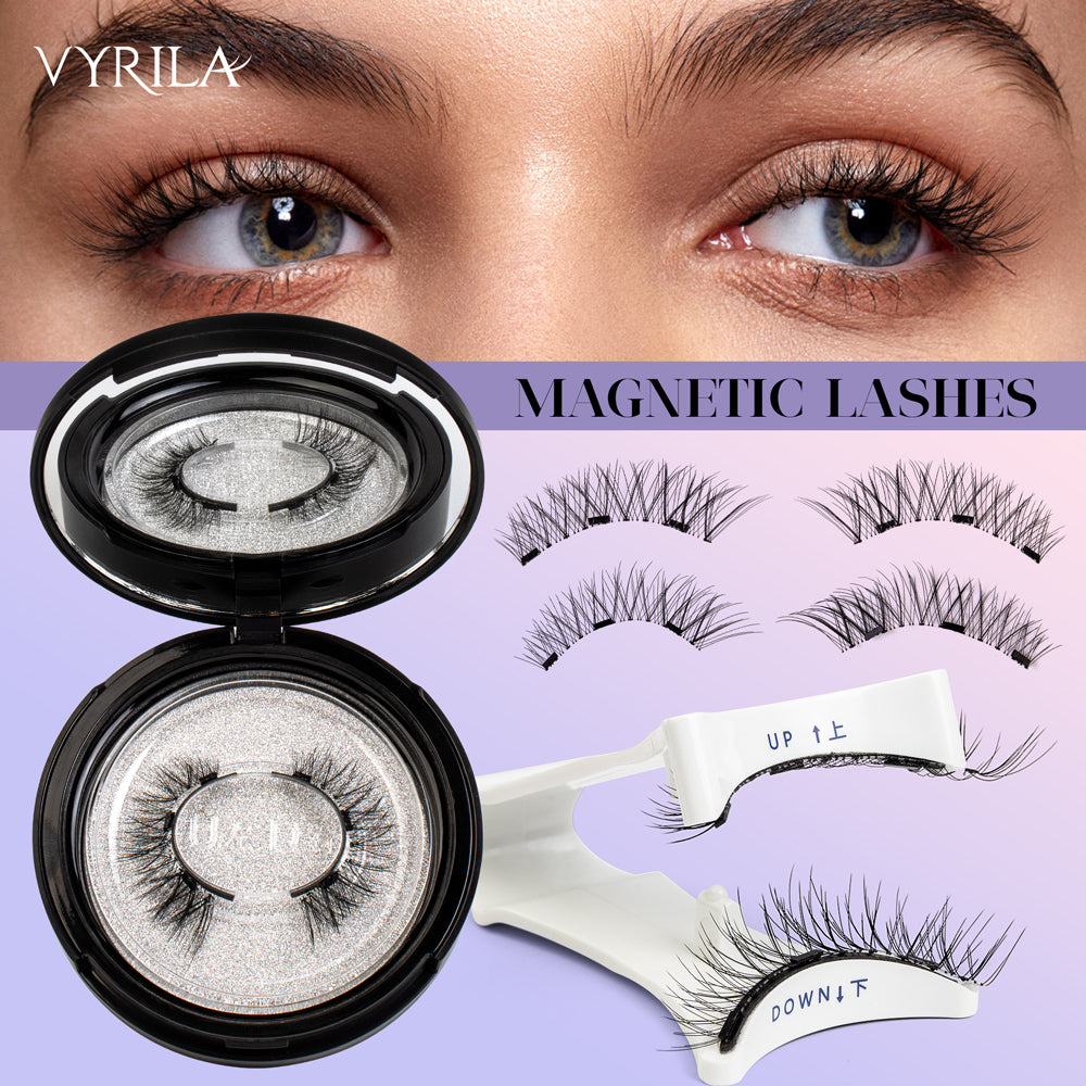 Magnetic Eyelashes Kit - (3 Eyelashes Pairs + Eyeliner + 1 White Applicator +1 Stick Applicator)