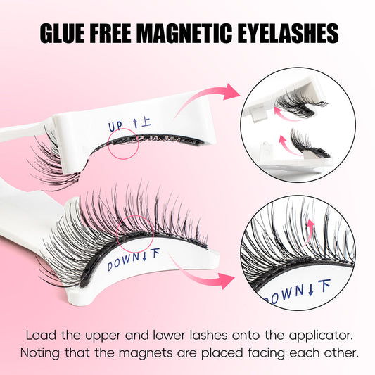 Magnetic Eyelashes Kit - (3 Eyelashes Pairs + Eyeliner + 1 White Applicator +1 Stick Applicator)