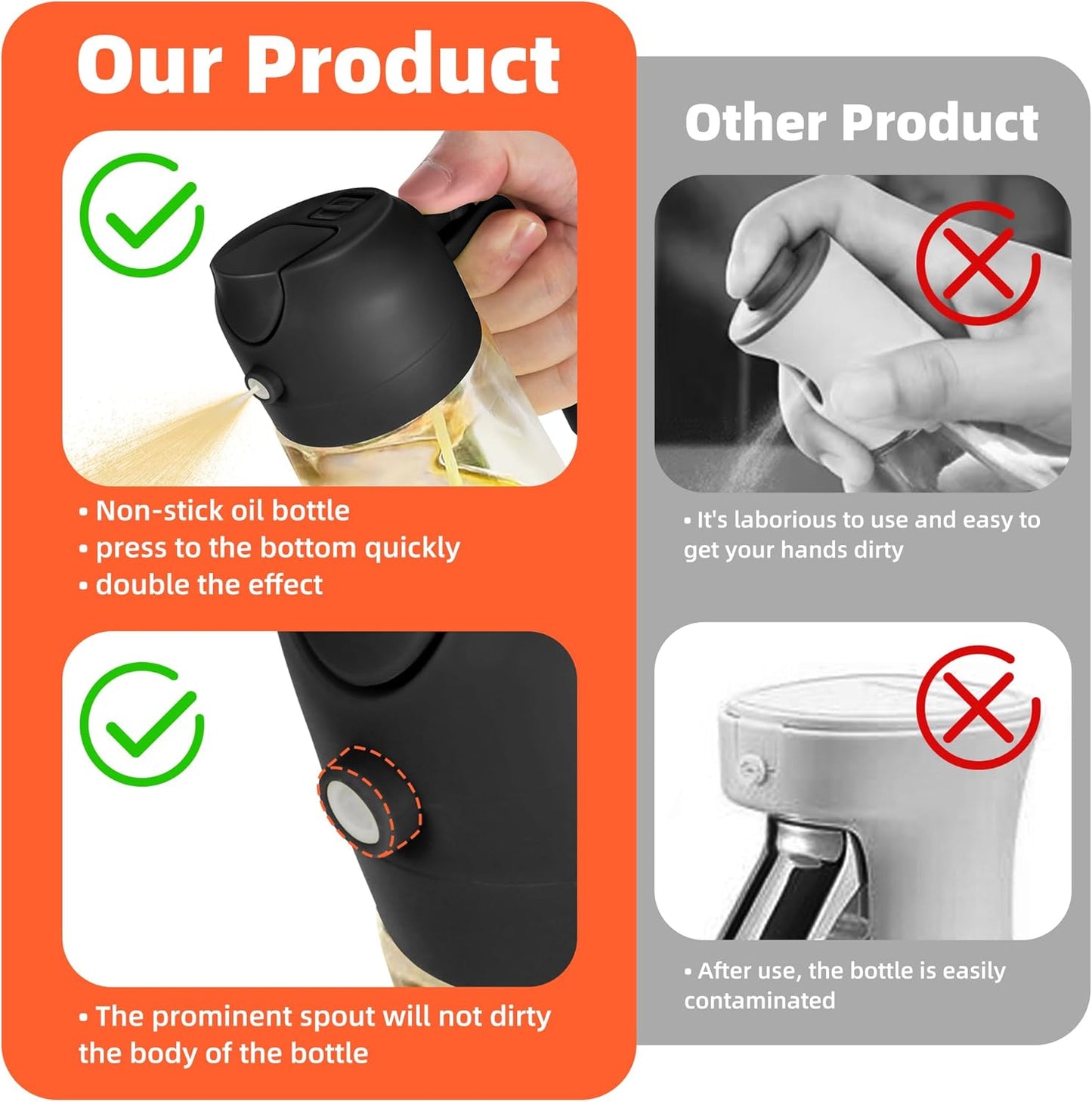 2-in-1 Glass Olive Oil Sprayer & Dispenser – 470ml