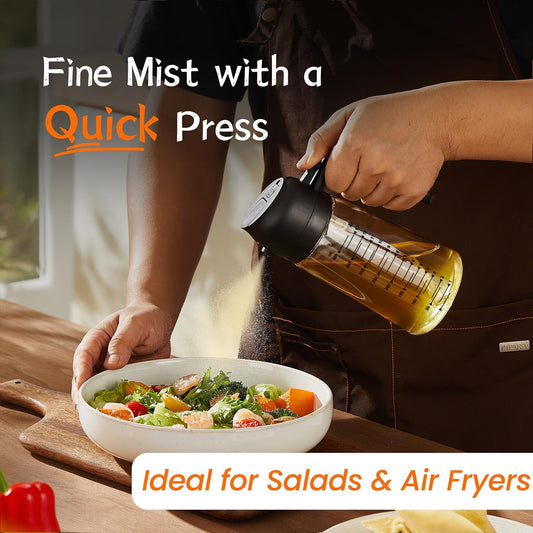 2-in-1 Glass Olive Oil Sprayer & Dispenser – 470ml