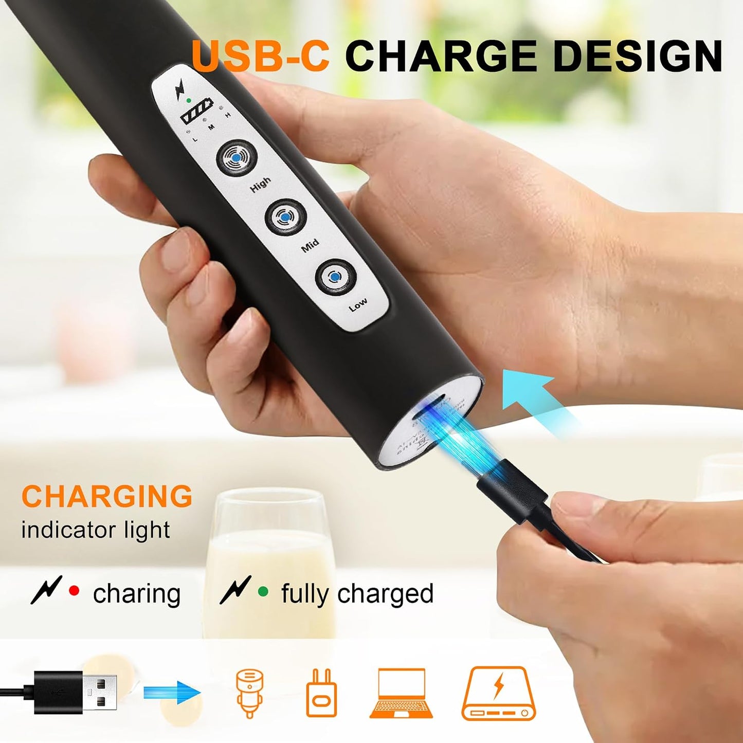 USWYKO Rechargeable Milk Frother Wand
