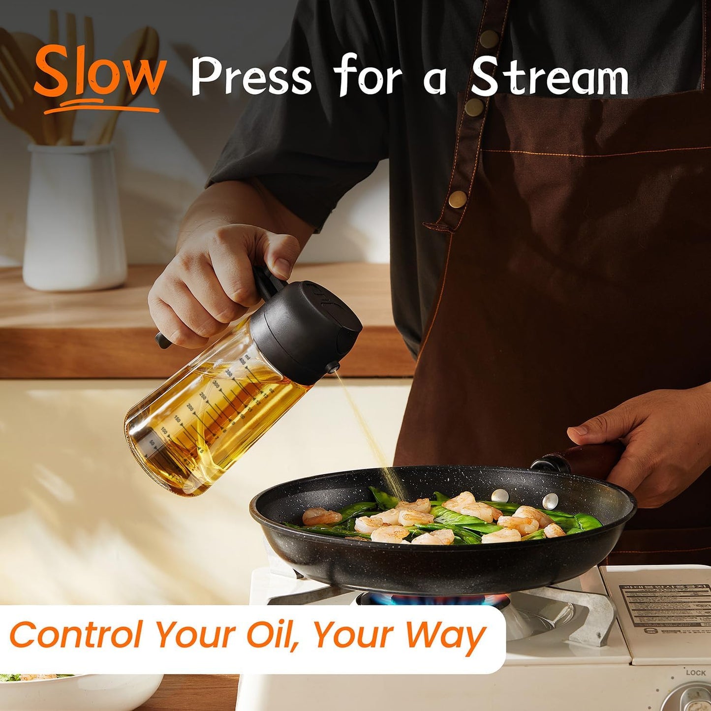 2-in-1 Glass Olive Oil Sprayer & Dispenser – 470ml