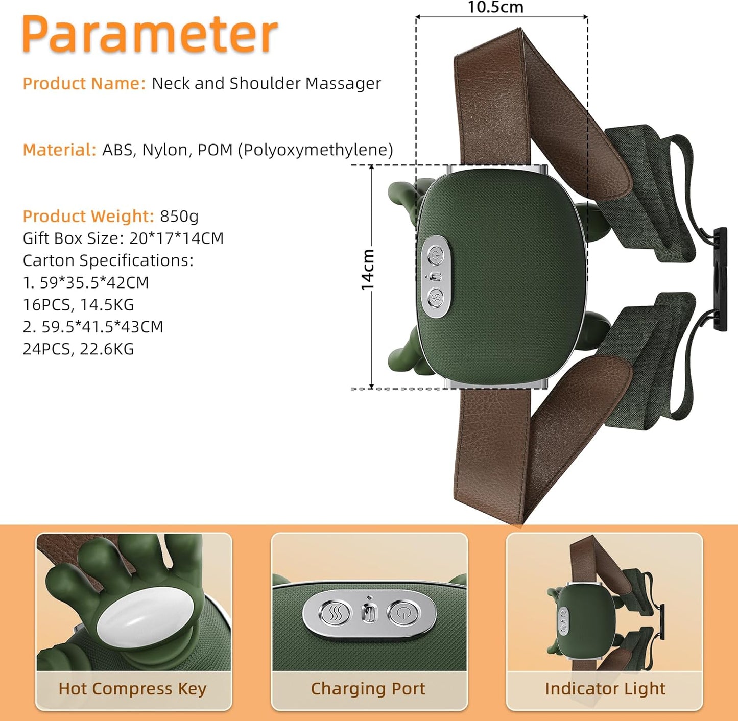 Ergonomic Neck & Shoulder Massager with Heat