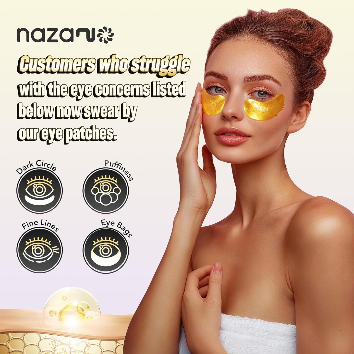 NAZANO 24K Gold Eye Patches 60 Count