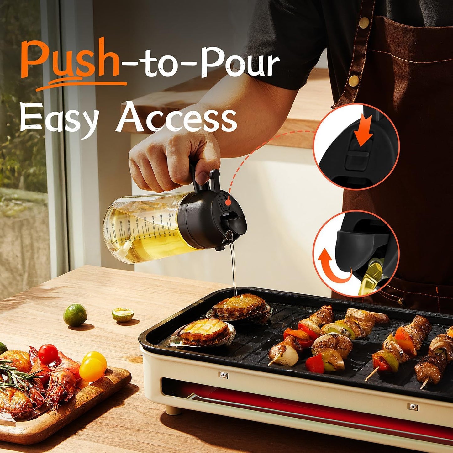 2-in-1 Glass Olive Oil Sprayer & Dispenser – 470ml