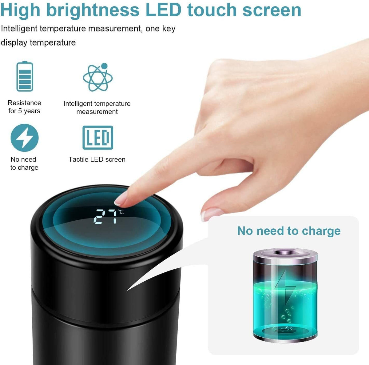 Temperature Display Vacuum Insulated Water Bottle