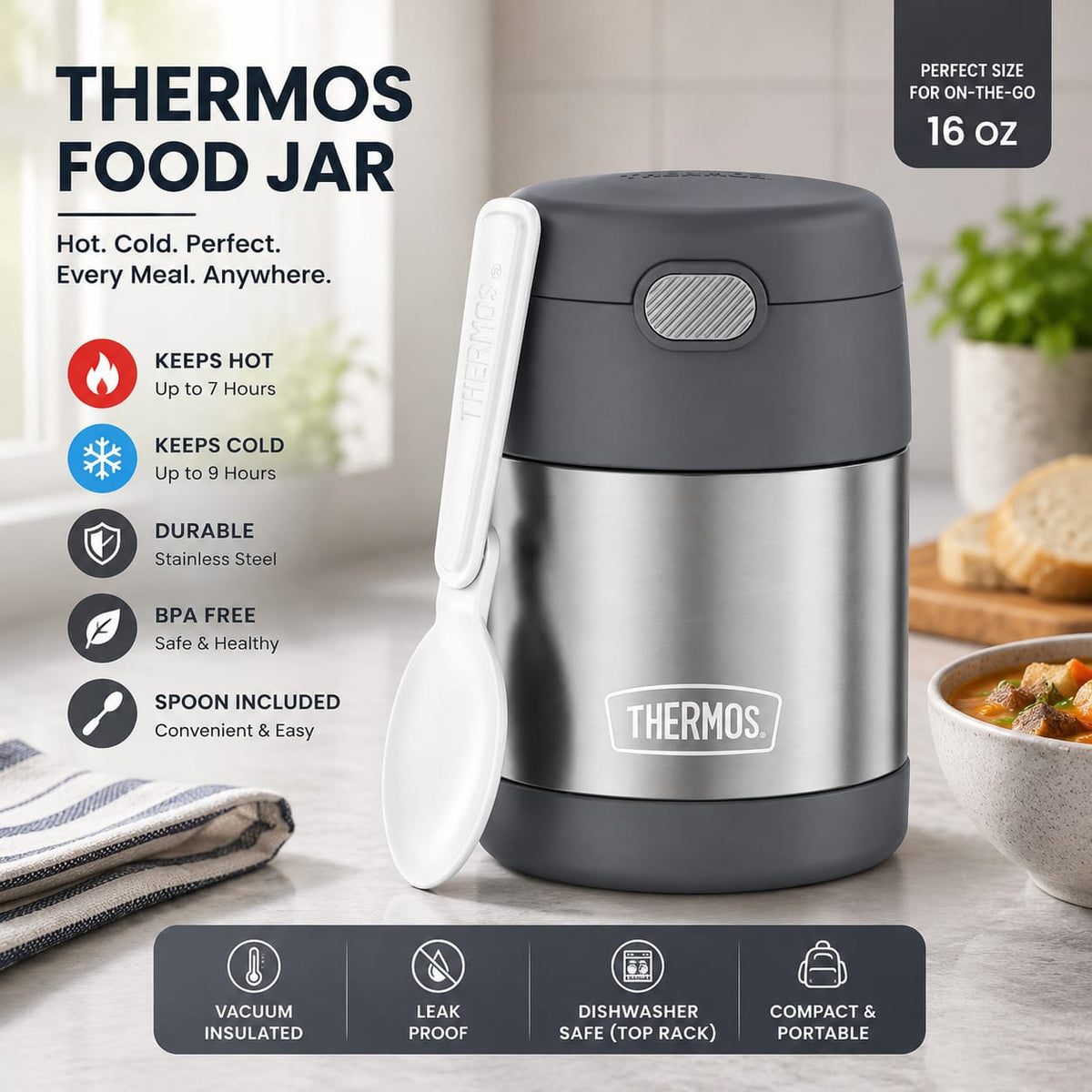 THERMOS FUNTAINER 10oz Kids Food Jar with Spoon