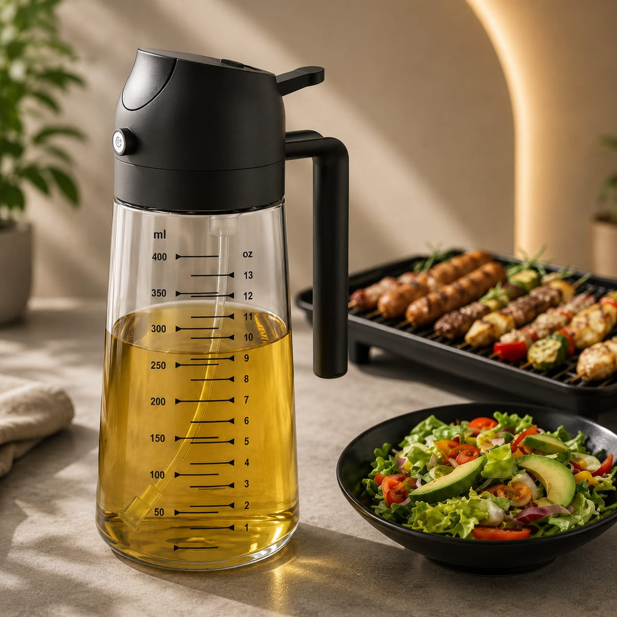 2-in-1 Glass Olive Oil Sprayer – 470ml